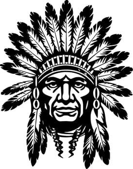 Indian Chief - Minimalist and Flat Logo - Vector illustration