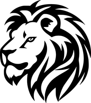 Lion, Black and White Vector illustration