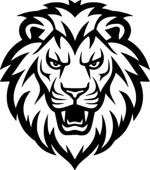 Lion, Black and White Vector illustration