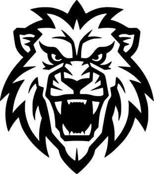 Lion, Black and White Vector illustration