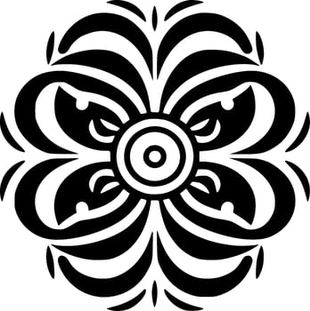 Mandala, Black and White Vector illustration