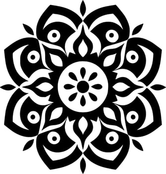 Mandala, Black and White Vector illustration