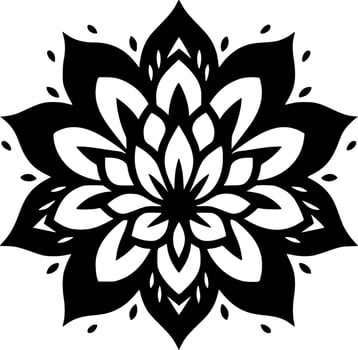 Mandala - Black and White Isolated Icon - Vector illustration