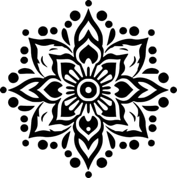Mandala - Black and White Isolated Icon - Vector illustration