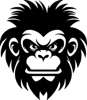 Monkey - Black and White Isolated Icon - Vector illustration