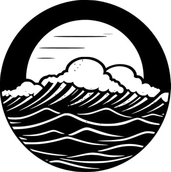 Ocean - Black and White Isolated Icon - Vector illustration