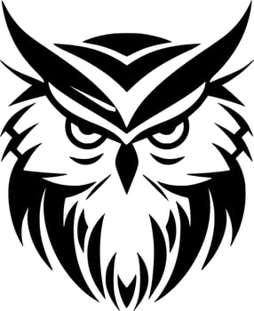 Owl, Black and White Vector illustration