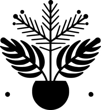 Plants - Black and White Isolated Icon - Vector illustration