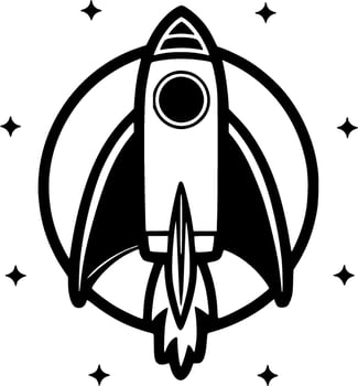 Rocket, Minimalist and Simple Silhouette - Vector illustration