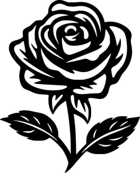 Rose - Black and White Isolated Icon - Vector illustration