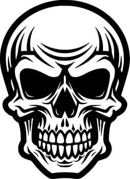Skull, Black and White Vector illustration