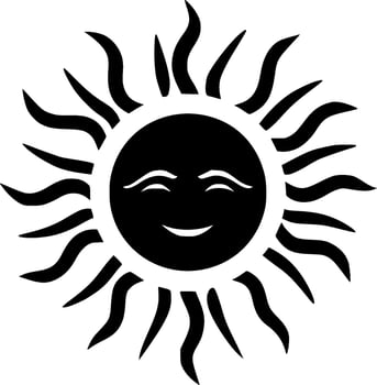 Sun - Black and White Isolated Icon - Vector illustration