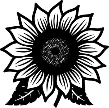 Sunflower, Black and White Vector illustration