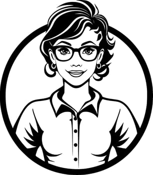 Teacher, Black and White Vector illustration