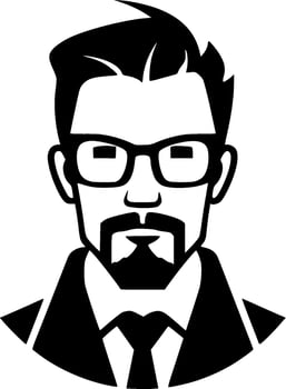 Teacher, Black and White Vector illustration