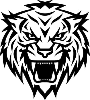 Tiger - Black and White Isolated Icon - Vector illustration