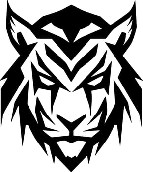 Tiger, Black and White Vector illustration