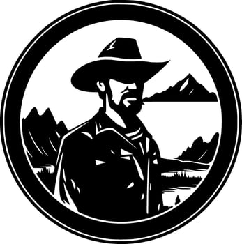 Western - Black and White Isolated Icon - Vector illustration