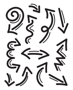 sketch arrow, doodle arrows set, arrows zen style vector