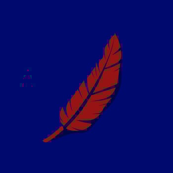 design illustration of a red feather on a blue background vector