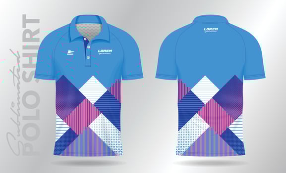 blue pink polo sport shirt mockup template design vector