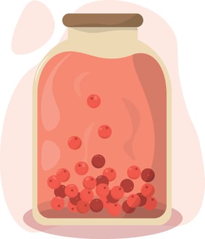 Berry compote in a glass jar, cartoon style vector