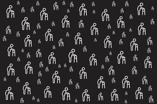 a pattern of people with sticks on a black background vector