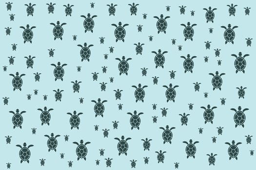 a pattern of black and white turtles on a blue background vector