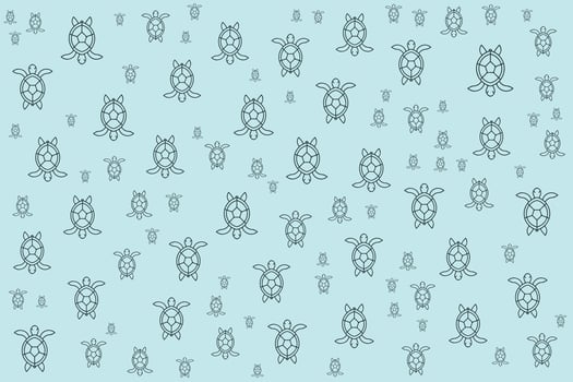 a pattern of black and white turtles on a blue background vector