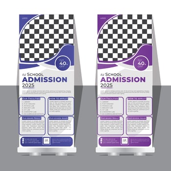 School Admission open roll up banner design template vector