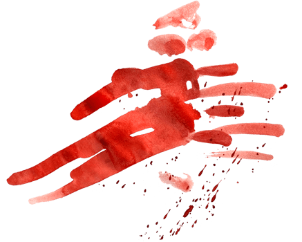 Watercolor blood splatter painted isolated for halloween design. Red dripping blood drop illustration. Blood red drops.  Halloween bloody background. png