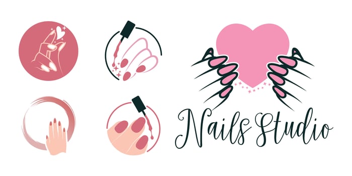 Nail polish set logo design with creative concept Premium Vector