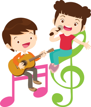 Children sing and Playing Musical instruments music kids png