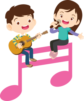 Children sing and Playing Musical instruments music kids png