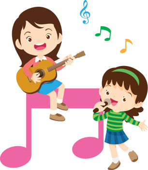 Children sing and Playing Musical instruments music kids png
