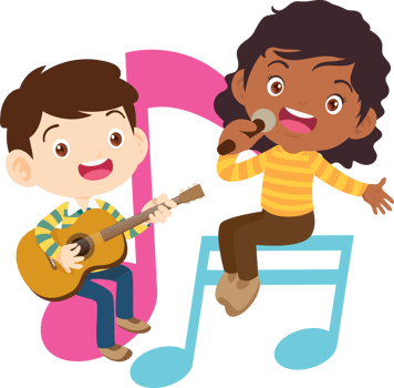 Children sing and Playing Musical instruments music kids png