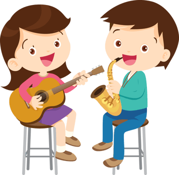 Children sing and Playing Musical instruments music kids png