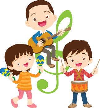 Children sing and Playing Musical instruments music kids png