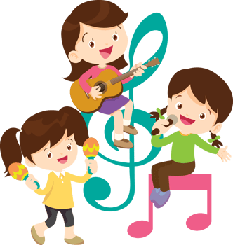Children sing and Playing Musical instruments music kids png