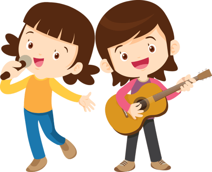 Children sing and Playing Musical instruments music kids png