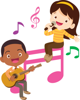 Children sing and Playing Musical instruments music kids png