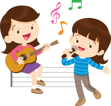 Children sing and Playing Musical instruments music kids png