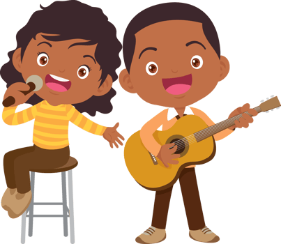Children sing and Playing Musical instruments music kids png