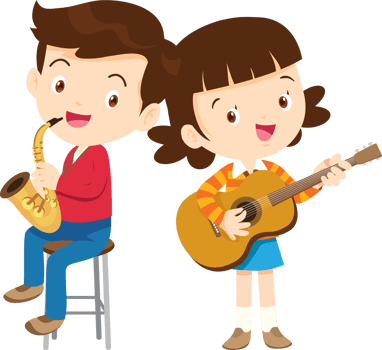 Children sing and Playing Musical instruments music kids png