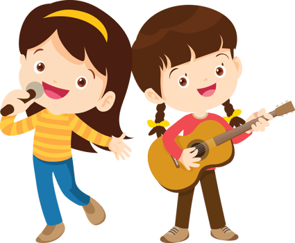 Children sing and Playing Musical instruments music kids png