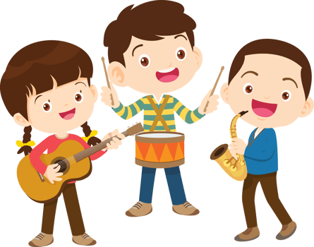 Children sing and Playing Musical instruments music kids png