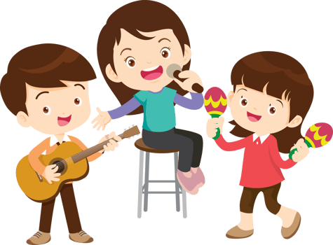 Children sing and Playing Musical instruments music kids png