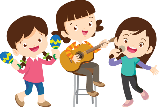 Children sing and Playing Musical instruments music kids png
