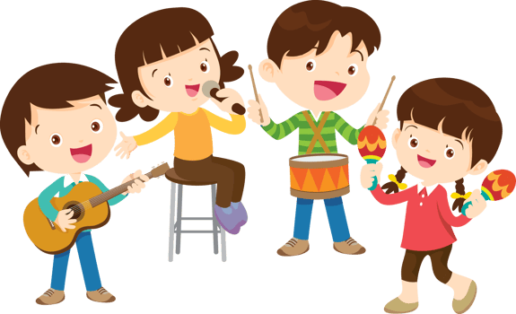 Children sing and Playing Musical instruments music kids png