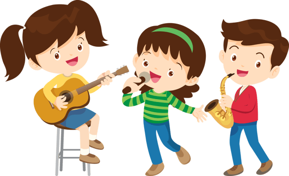 Children sing and Playing Musical instruments music kids png